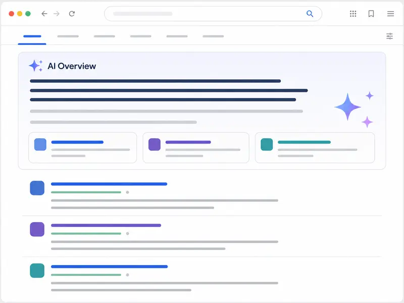 Answer engine optimization services for San Diego businesses, showing a tablet with an AI answer-style search interface